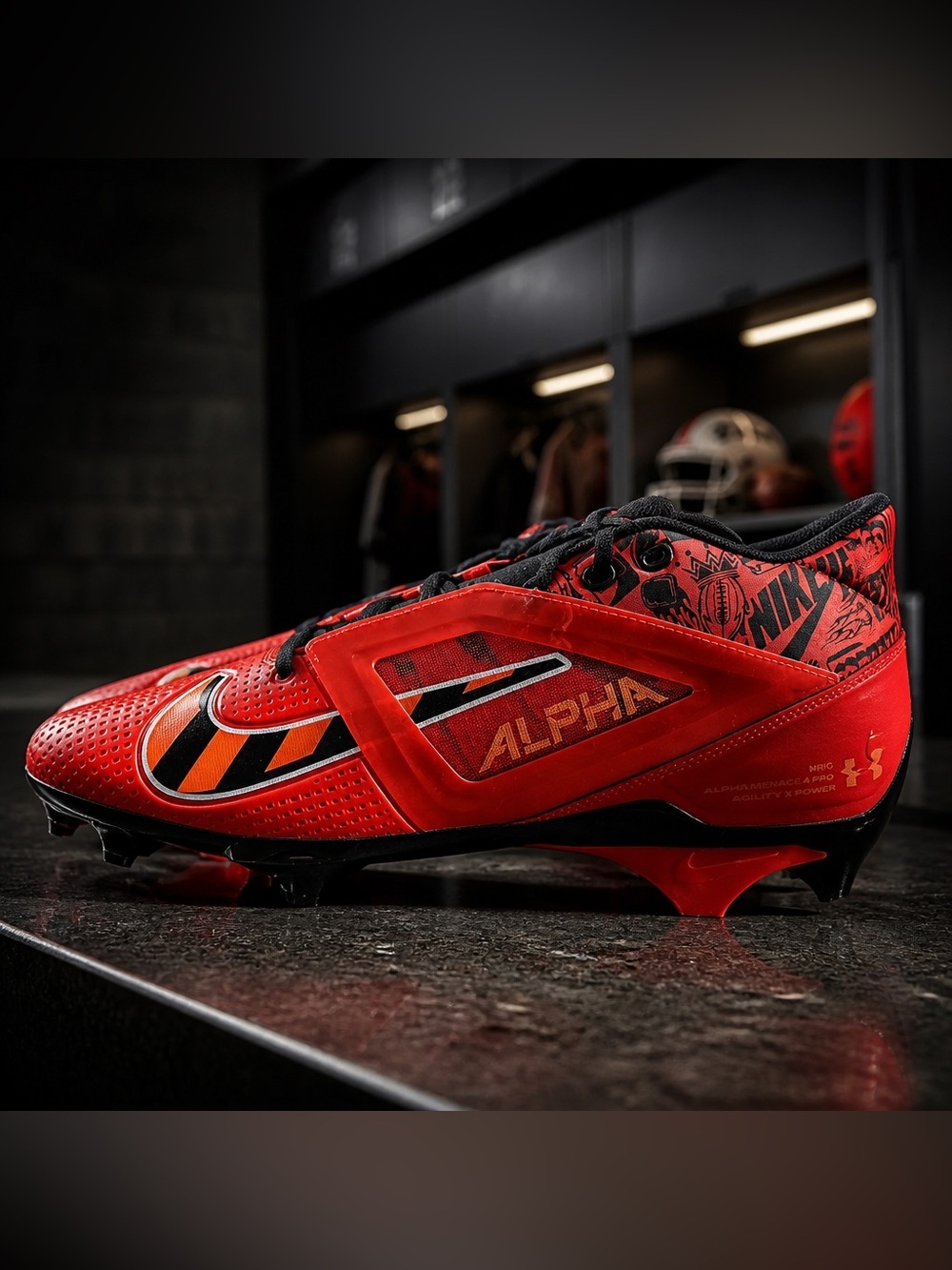 NWOB NIKE Men’s Red Alpha Menace 4 PRO Molded Football Cleats - Size 12